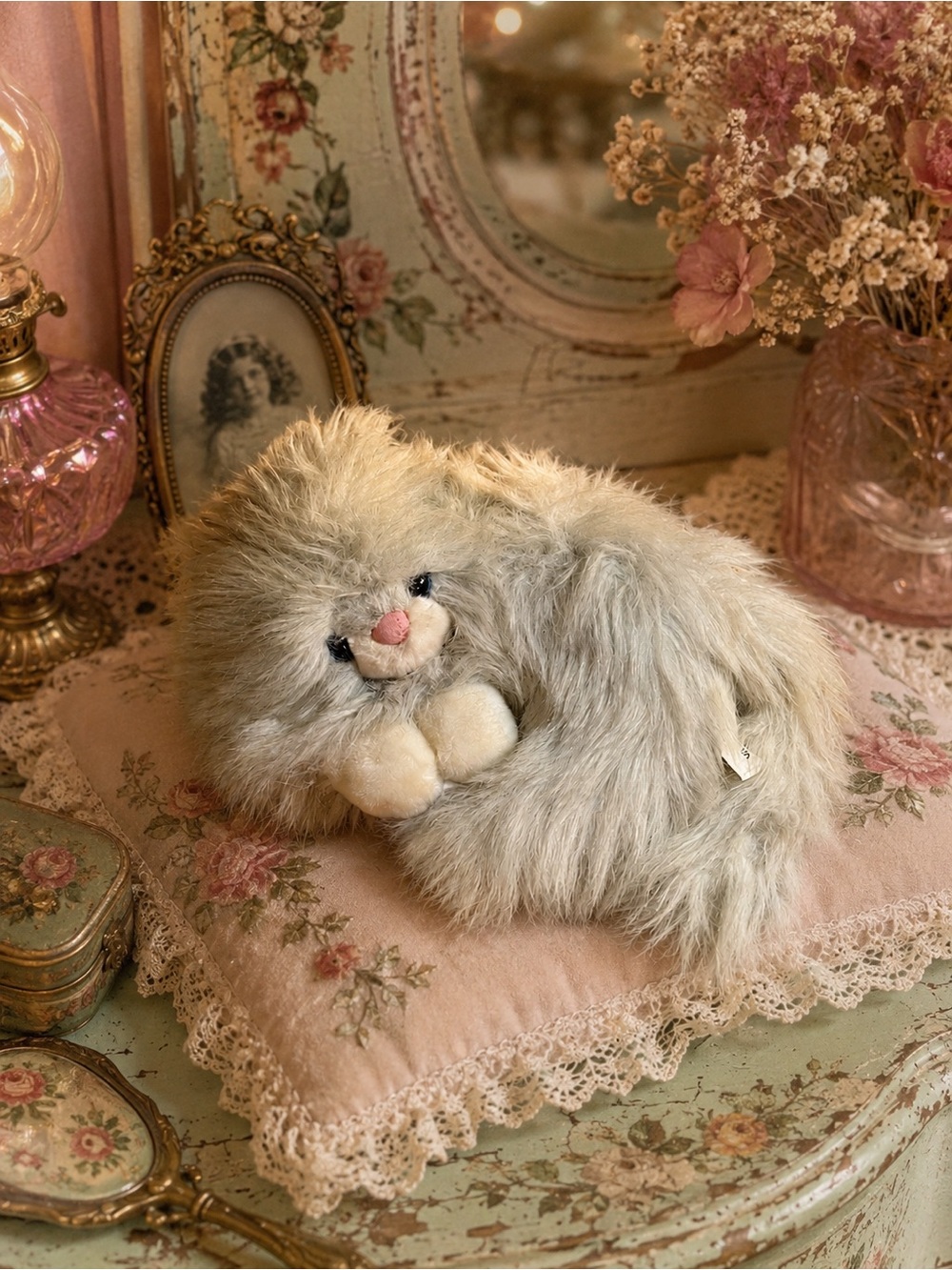 Vintage Realistic Commonwealth Grey Persian Cat Blue Eyes Plush